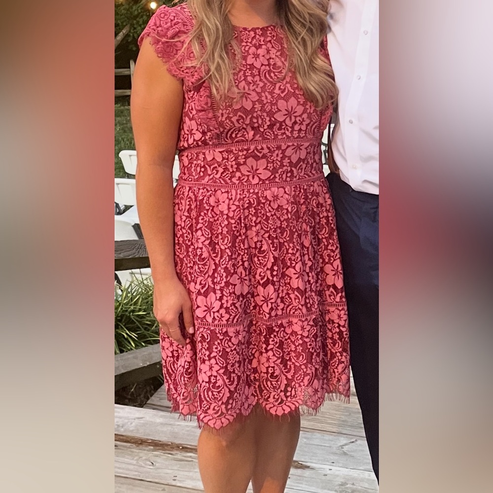 Adelyn Rae Dusty Pink Dress with Lace Details